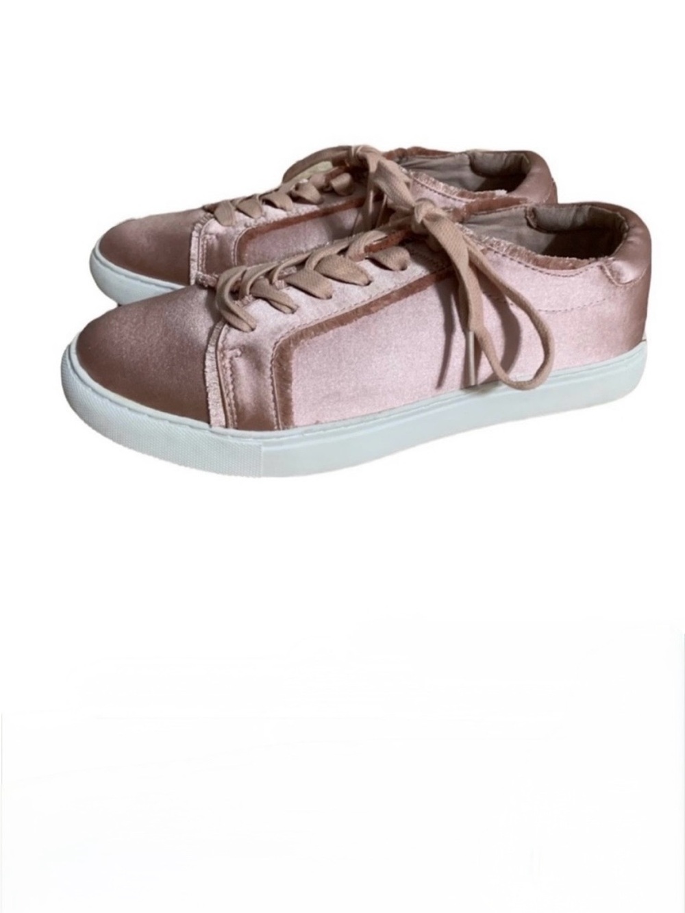 Reaction Kenneth Cole 8W women Joey satin sneaker platform rose pink lace up